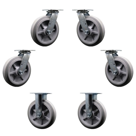 Service Caster Replacement Caster Set for Magliner Casters 130076 and 130075, 6PK MAG-SCC-30CS820-TPRRF-4-R-2